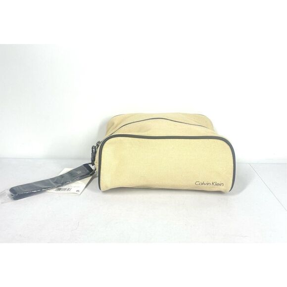 Calvin Klein Canvas Toiletry Travel Bag Wrist Strap Shaving Cosmetics UNISEX NWT - Picture 1 of 7